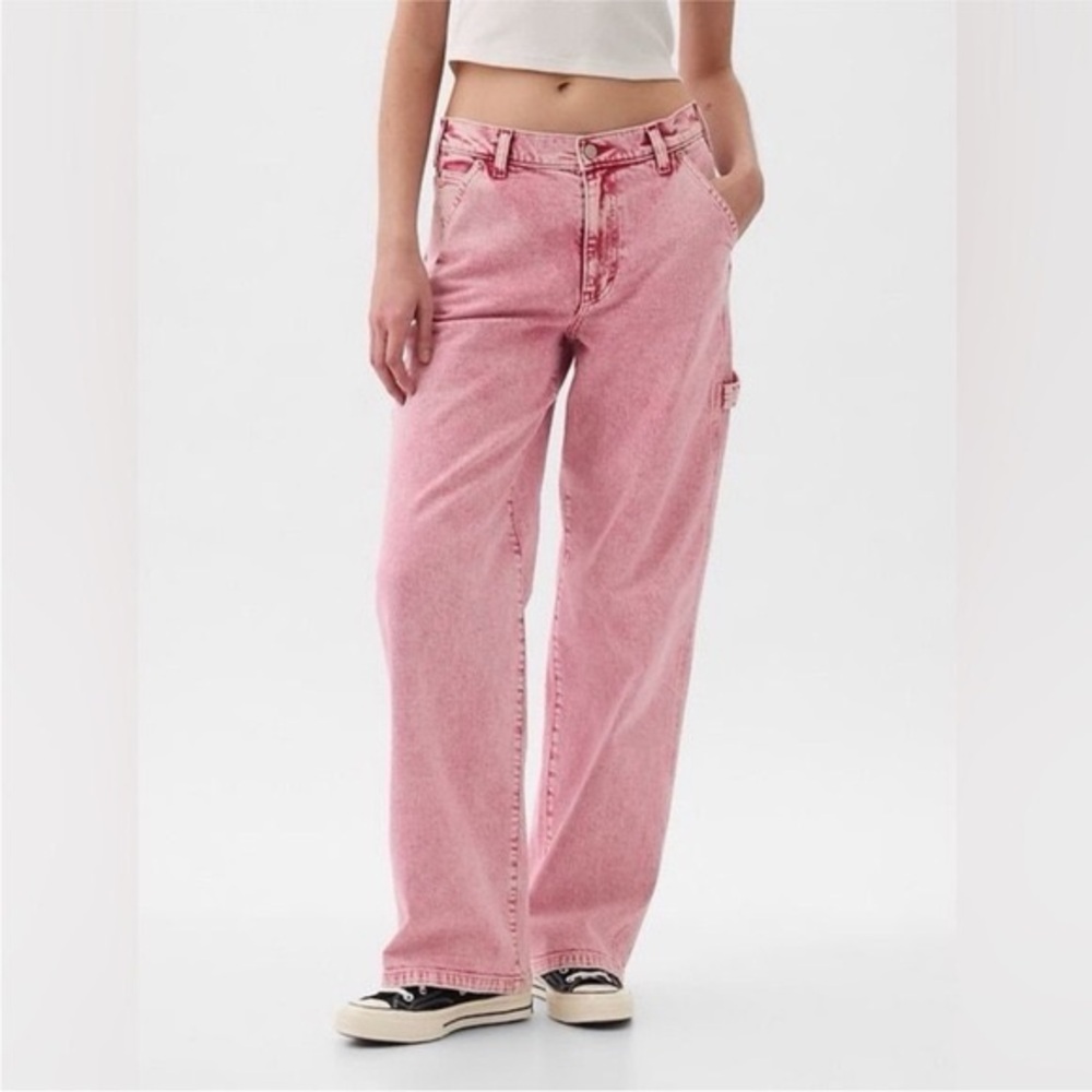 BRAND NEW GAP Midrise 90’s Loose Carpenter Straight Jeans in Pink Wash